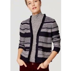 Ann Taylor LOFT Jacquard Stripe Cardigan Jacket